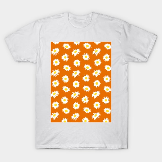 90’s Daisy Ditsy Pattern on Orange T-Shirt by OneThreeSix